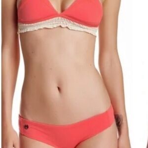 Maaji Persimmon Marmalade Reversible Bikini Set Coral Peach with Beige Crochet M